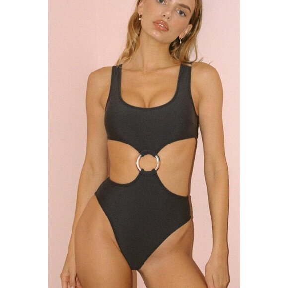 MONTCE Ky Cutout One-Piece Swimsuit in Charcoal Size Medium - Picture 1 of 7